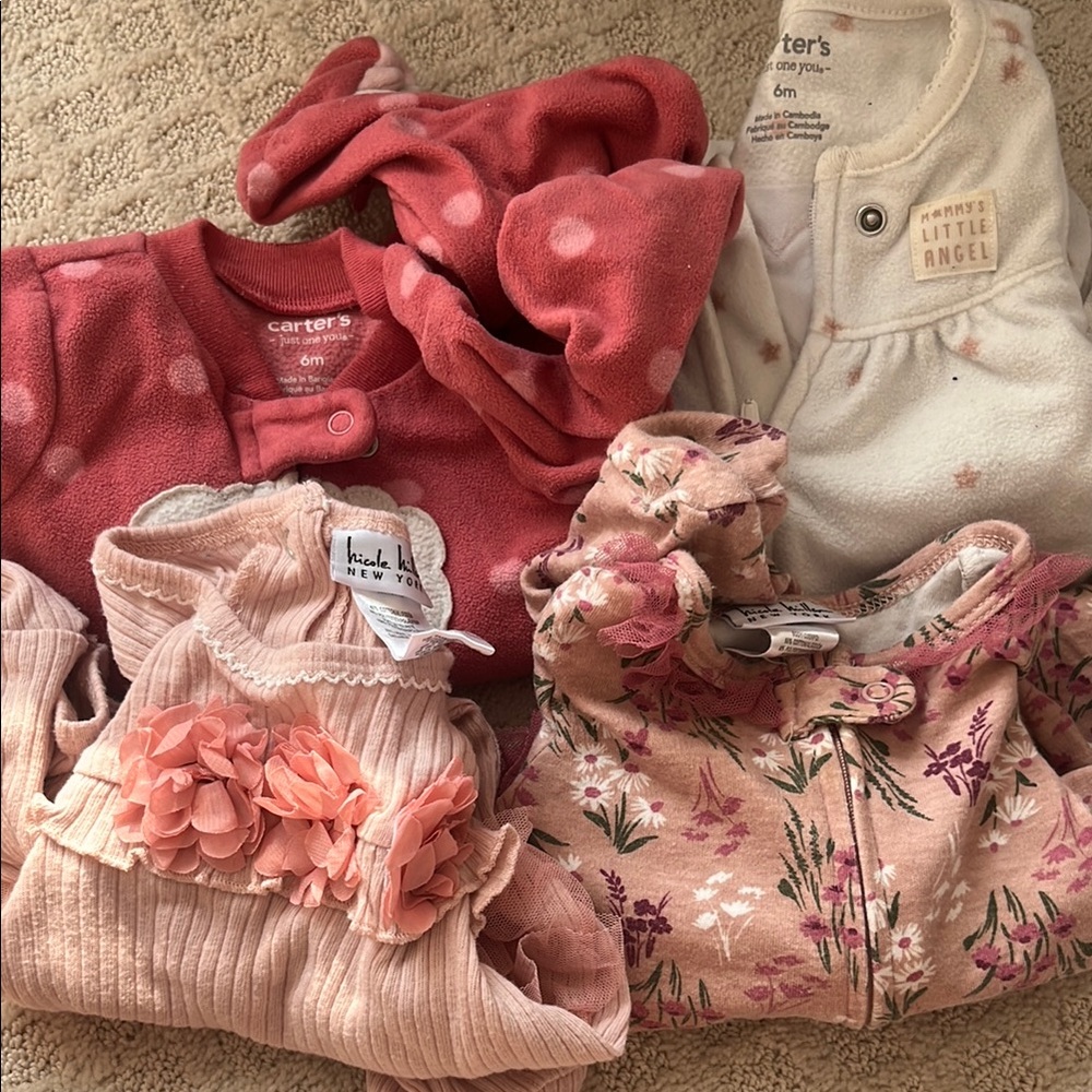 Carter's Kids Pajama Sets - Pink and White